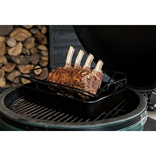 Dracarys Porcelain Coated Steel Roasting Stand BBQ Rib Roast Rack for Smoking, Smoker Accessories Grill Dome Roast and Dual-Purpose Fits for Large Big Green Egg,Weber,Kamado Joe,Primo,VisionEtc. - Thumbnail 2