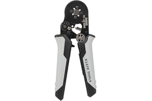 Klein Tools 34055 Ferrule Crimping Tool, Square Crimper Pliers for 10 to 22 AWG Wire Terminals, Built-in Adjustable Ratchet, 