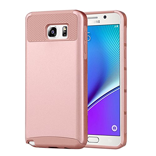 Note 5 Case, Galaxy Note 5 Case, BENTOBEN Samsung Galaxy Note 5 Case Slim Fit Dual Layer Shock Absorbing Protective Hybrid Hard PC TPU Rubber Bumper Case Cover for Samsung Galaxy Note 5 Rose Gold