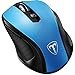Wireless Mouse, 2.4G 2400DPI Ergonomics Cordless Mouse with USB Receiver, Finger Rest, 5 Adjustable DPI Levels, Mobile USB Mice for Chromebook Notebook MacBook Laptop Computer PC, Blue (D-09)