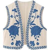 Wyeysyt Women Floral Embroidered Vest Vintage Sleeveless Boho Y2k
