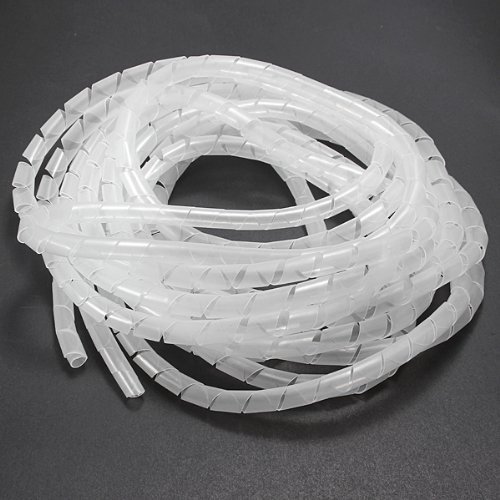 Nollmit 2M Spiral Cable Wrap Tidy Hide Banding Office Computer Cinema Wire Storage White (6X8X10.8mm)
