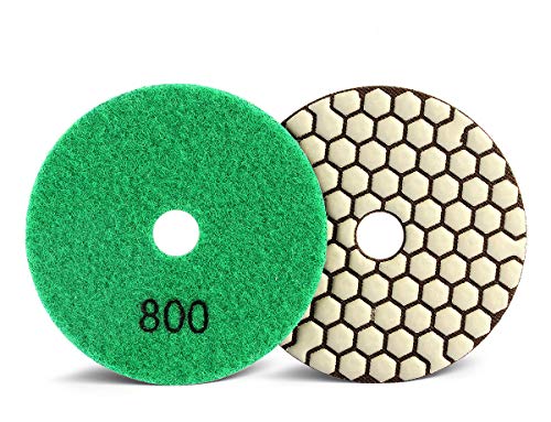 Z-LION 4" Dry Diamond Polishing Pads 2-Pcs Sanding Discs Grit 800 for Concrete Marble Granite