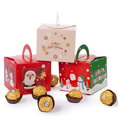 Gospire 24 Pieces Boxes Candy Boxes Party Favor Christmas Eve Box Xmas Party Bags Gift 3 Cute Styles