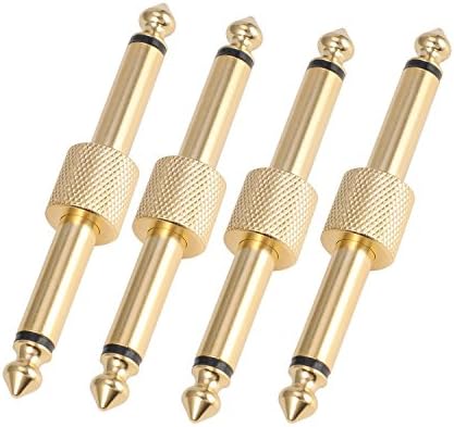 EX Pedal Coupler Connector 1/4 Inch Straight Coupler Gold ( 4 Pack )