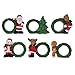 Set of 6 Santa, Snowman, Reindeer, Christmas Wreath Napkin Rings 2.5 Inches