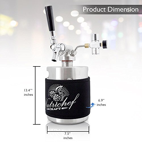 NutriChef Pressurized Growler Tap System Stainless Steel Mini Keg