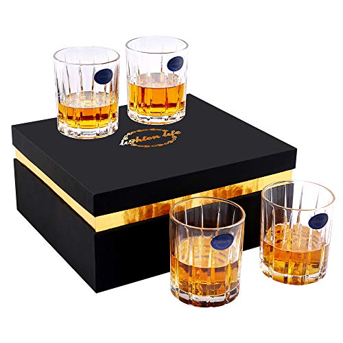 Whiskey Glass Set of 4,Lighten Life Scotch Glasses in Luxury Gift Box for Drinking Bourbon,Scotch,Cognac,Irish Whisky,10oz Premium Lead-Free Crystal Glass Rocks Glasses for Men Women - Thumbnail 7