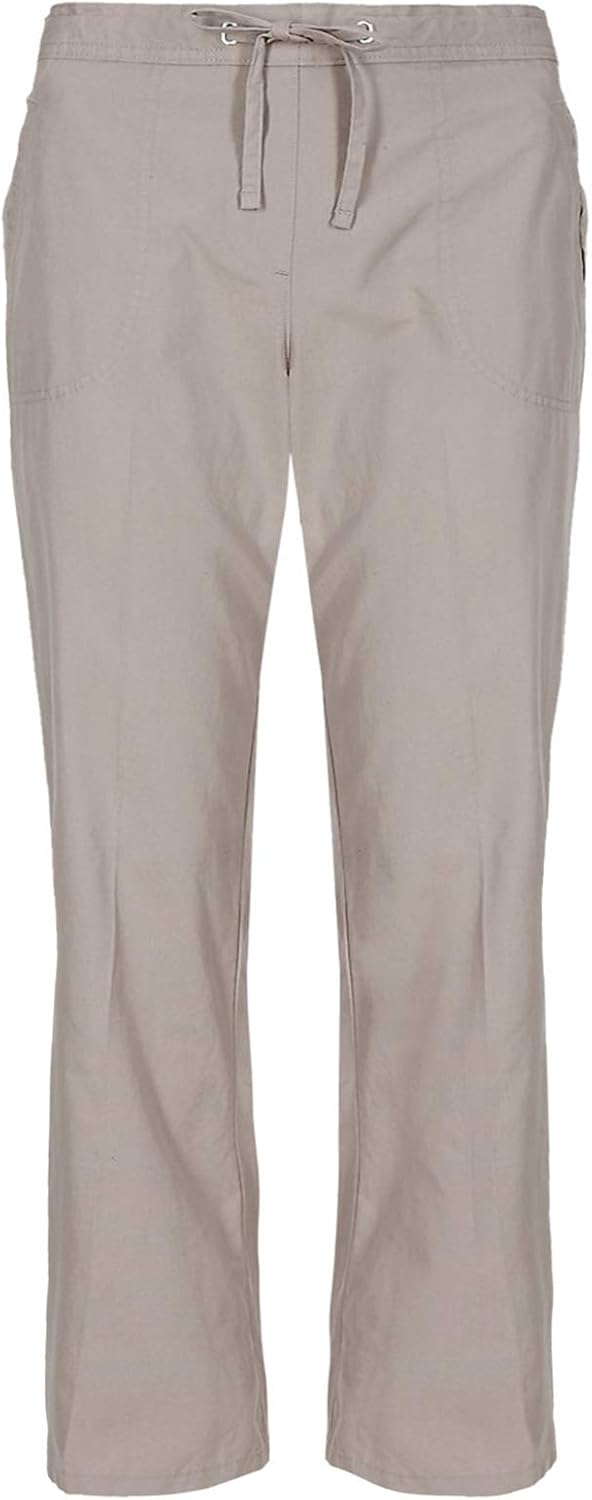 Ladies Ex M&S Lightweight Cotton Elasticated Drawstring Waist Pull-On Trousers: Amazon.co.uk 