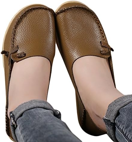 Lucksender Womens Soft Leather Comfort Driving Loafers Shoes 10.5B(M)US Khaki