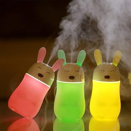 Clomana Rabbit Humidifier Cool Mist Humidifiers Essential Oil Diffuser Aroma Air Humidifier with Led Night Light Colorful Change for Car, Office