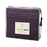 Clara Clark Premier 1800 Series 4pc Bed Sheet Set - Queen, Eggplant Purple, Hypoallergenic, Deep Pocket