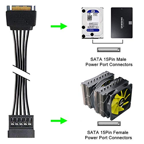 15 Pin SATA Power Extension Cable, Dayree 3pcs 13" Male to Female Extender Cable Cord Adapter for HDD, SSD, Optical Drives, DVD Burners, PCI Cards and Hard Drive Disk
