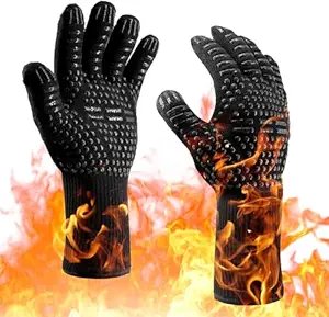 Oven Mitts, 1472?F Heat Resistant Gloves (2Pcs), Cut-Resistant Grill Gloves, Non-Slip Silicone BBQ Gloves, Kitchen Safe Cooking Gloves, Oven Mitts,Smoker,Barbecue,Grilling
