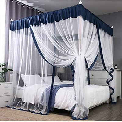 Chang Xu Dong Shop 4 Ecken Prinzessin Bett Vorhang Drei Tur Moskitonetz Baldachin Baldachin Fur Madchen Jungen Erwachsene Bett Geschenk Farbe 1 5 M 5ft Amazon De Kuche Haushalt