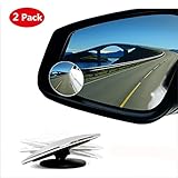 Blind Spot Mirror,HD Glass Wide Angle Slim Round Frameless Convex Rear View Mirror 360°Rotate 30°Sway Adjustable Great for Car SUV Truck Van(2 Pack)