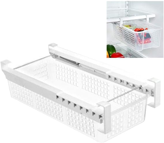 Nevera Organizador Cesta - Smart Design Refrigerator Pull out Cajones Bandejas Nevera Estante Titular para la Cocina Frigoríficos Congeladores Almacenamiento de Alimentos Transparente