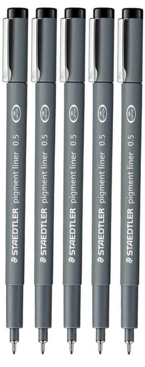Staedtler 0.5 mm Pigment Liner Fineliner Sketching Drawing Drafting Pens Pack of 5