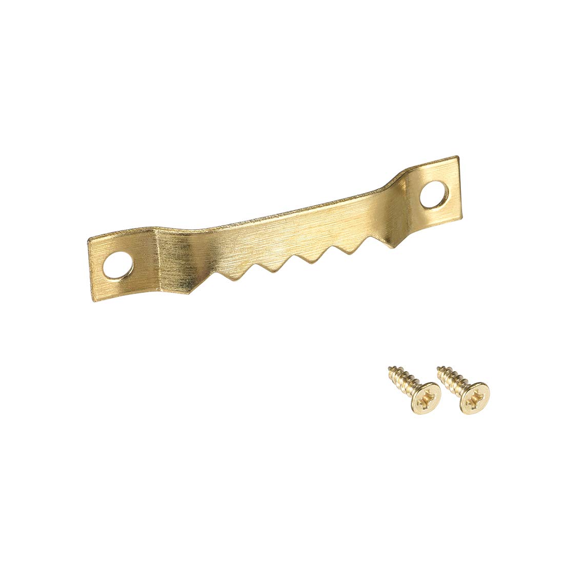 sourcing map Picture Hangers, 1 3/5 Inch Double Hole with Screws for Frame Hanging, 10 Pcs (Golden)
