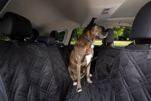 Waterproof Hammock Pet Seat Cover Includes FREE Travel Bowl and Seatbelt Leash - For Traveling in Cars + SUVs - Durable, Nonslip, Machine Washable, Seat Anchors, Zipper Seat Belt Openings