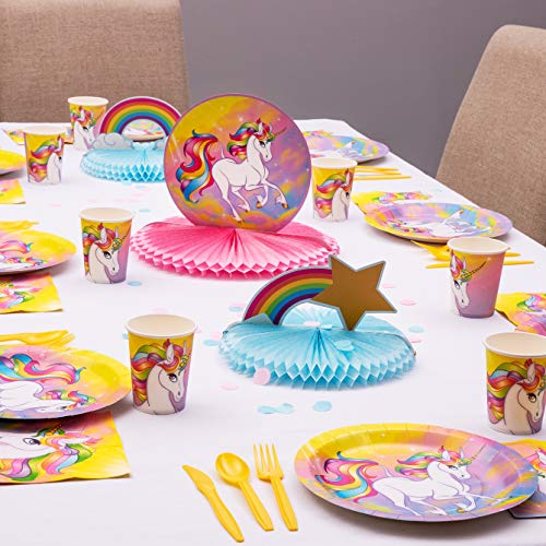 Juvale 144 Piece Unicorn Party Supplies (Serves 24 Guests) Plates, Napkins, Cups, Forks, Spoons and  - //coolthings.us