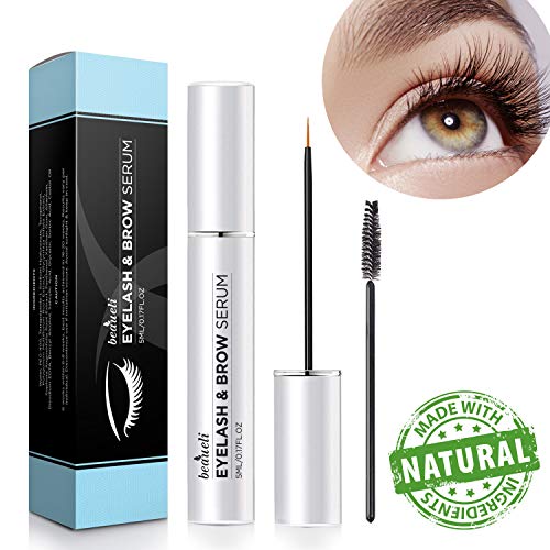 Beaueli Eyelash Growth Serum 5ML- Premium Castor Oil for Longer, Thicker, Healthy, Fuller Eyelash & Eyebrow, Hypoallergenic Natural Eyelash Enhancer Growth Booster Treatment, Dermatologist Certified