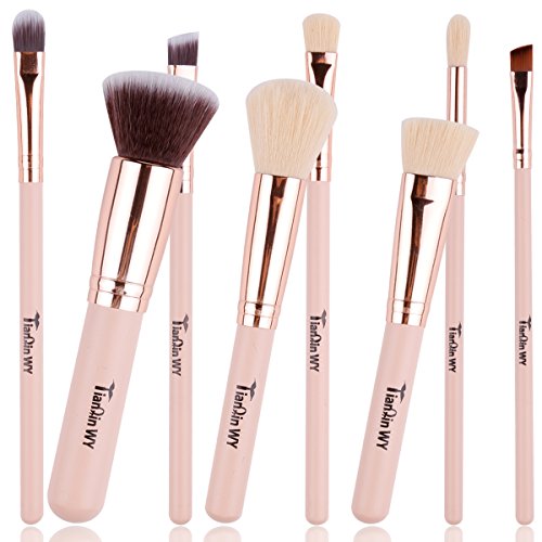 Kabuki Brush,8 Pcs Professional Foundation Make Up Brush Eyeshadow Makeup Brush Set Blusher Concealer Powder Kabuki Face Brushes Cosmetic Brushes Kit (Flesh)