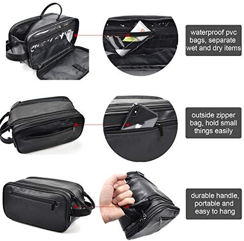 Loteaf Toiletry Bag for Men PU Leather Water-Resistant Travel Toiletry Bag Organizer Dopp Kit for Toiletries Accessories (Black) 2 Loteaf Toiletry Bag for Men PU Leather Water-Resistant Travel Toiletry Bag Organizer Dopp Kit for Toiletries Accessories (Black)