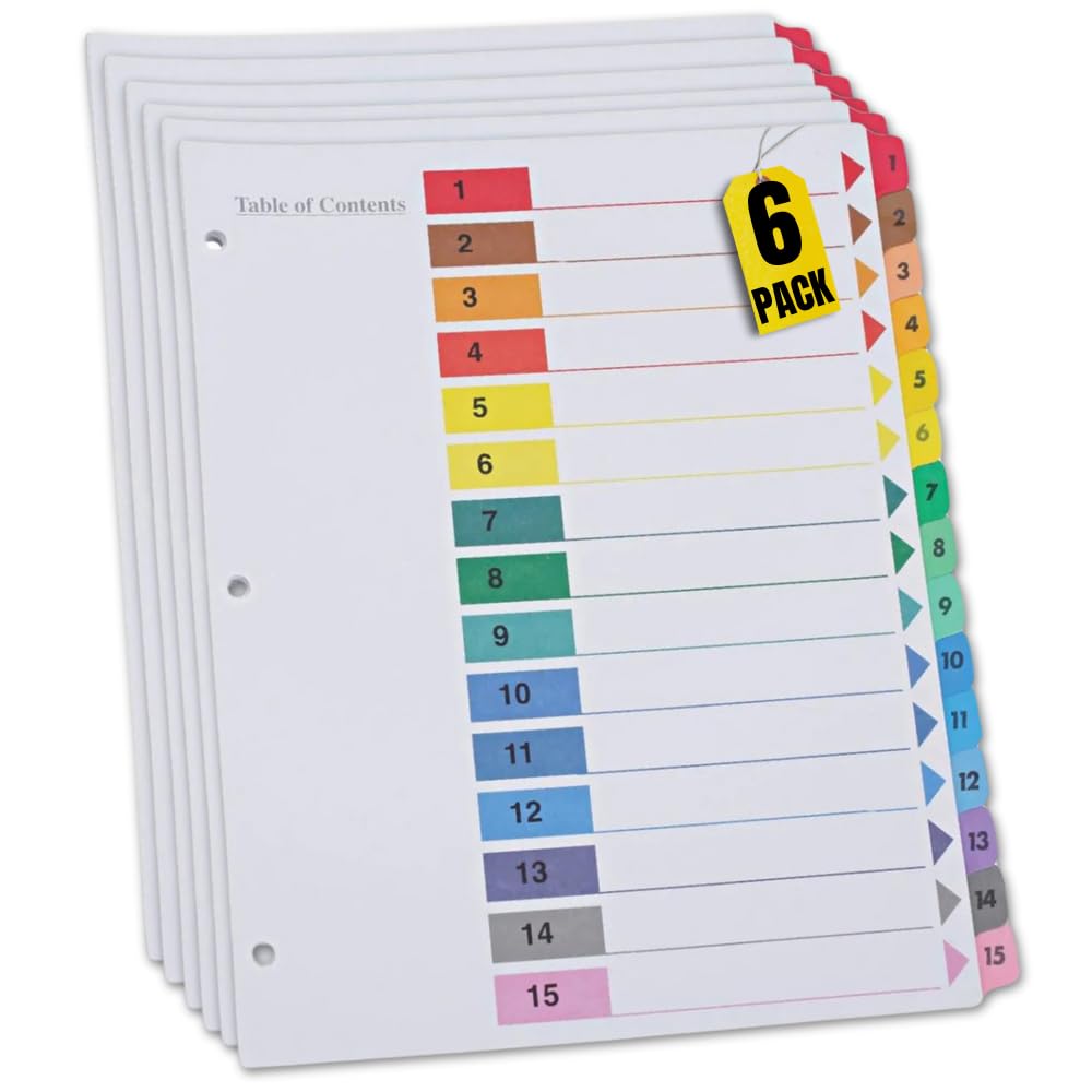 Mua 1InTheOffice 15 Tab Dividers, Ring Tab Dividers, Divider Tabs Table