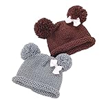 Bestknit Baby Girls Pompom Hat Props Crochet Knitted Pom Pom Hat Bow beanie