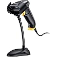 TEEMI 2D Barcode Scanner with Smart Stand USB Wired Handheld Automatic QR Data Matrix PDF417 OCR bar Codes Imager Global Shutter Computer Screen Scan for Windows Mac and Linux PC POS, Stand Included