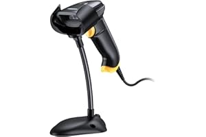 TEEMI 2D Barcode Scanner with Smart Stand USB Wired Handheld Automatic QR Data Matrix PDF417 OCR bar Codes Imager Global Shutter Computer Screen Scan for Windows Mac and Linux PC POS, Stand Included