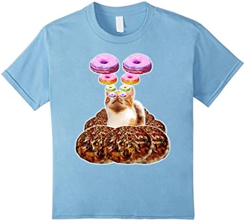 unisex-child Funny T-Shirts - Pizza Cat Shirt with Doughnut Lazers 6 Baby Blue