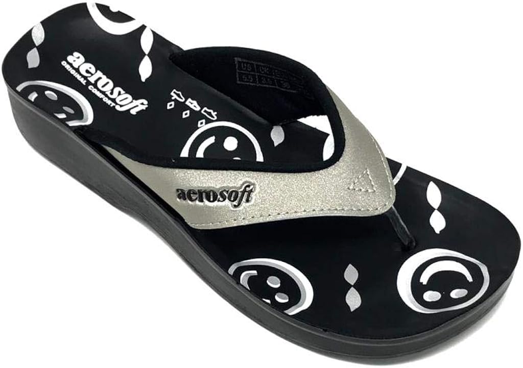Amazon.com | Aerosoft Flip Flops for Women, Model No: LA-0813 Silver | Slippers