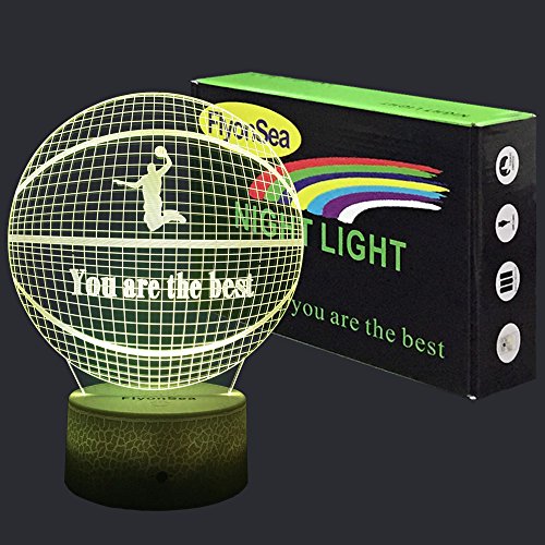 FlyonSea Basketball Beside 7 Colors Change + Remote Control with Timer Night Light Optical Illusion Lamp As a Gift Ideas for Boys or Kids