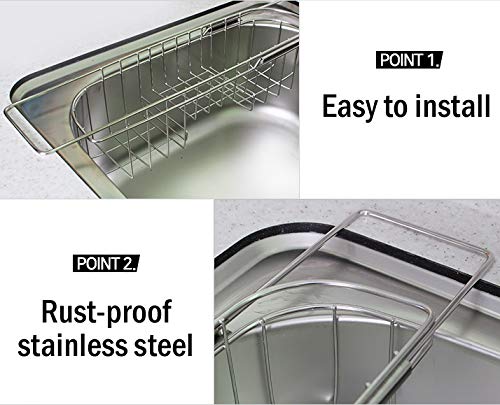 Expandable Scrubber Caddy Holder Organizer Rack Stainless steel for Scrub Brushes,Soap,Dishwashing Liquid Drainer Rack