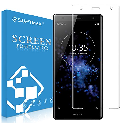 SUPTMAX Screen Protector for Xperia XZ2 [Dust Proof] Sony Xperia XZ2 Tempered Glass [Bubble-Free] 3D Curved Full Coverage Screen Protector for Xperia Xz2 (Xperia XZ2 Clear)