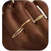 FICXOR Stackable Gold Rings for Women Non Tarnish,Chunky Gold Rings 14k Gold Plated Rings for Women No Tarnish Gold Ring Set Dainty Twised Wedding Bands Cute Statement Rings Gold Jewelry for Women