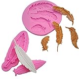 Wocuz 3D DIY Feather Silicone Candy Molds Chocolate Mold Cake Cupcake Decoration Tools, Set of 2