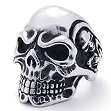 KONOV Jewelry Vintage Gothic Skull Biker Stainless Steel Men's Ring