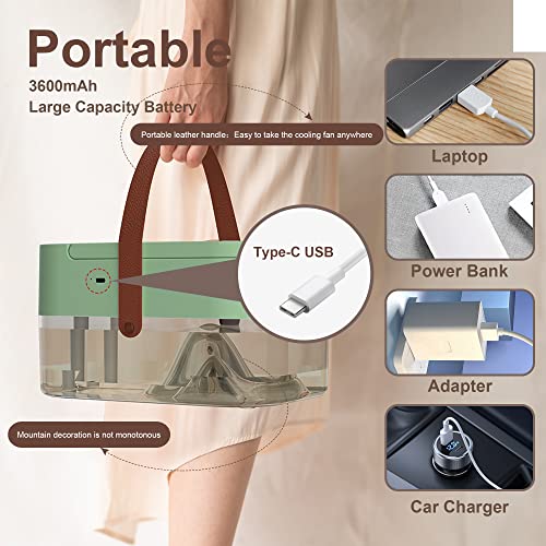 Portable Air Conditioner Fan, Mini Personal Evaporative Air Cooler with 3 Speeds, LED Light, Timing Functio, 3 IN 1 Personal Desk Air Conditioner Fan For Room, Camping, Car and Office