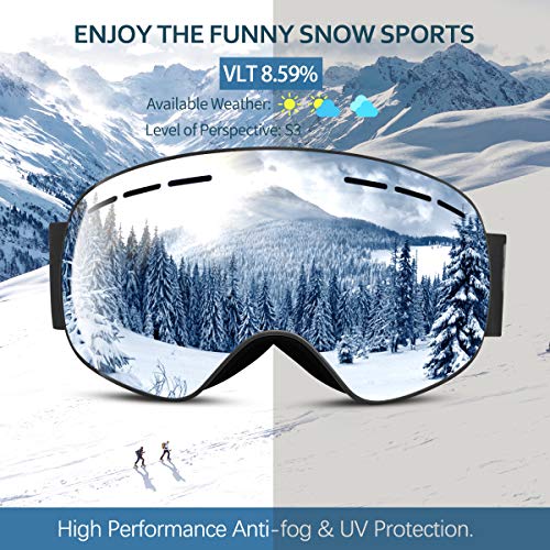 Funkprofi OTG Ski Goggles, Over Glasses Ski/Snowboard Goggles for Men, Women & Youth, 100% UV400 Protection, Anti Fog, Detachable Lens and Strap, Clear Wide Field of View, Helmet Compatible Goggles - Thumbnail 2