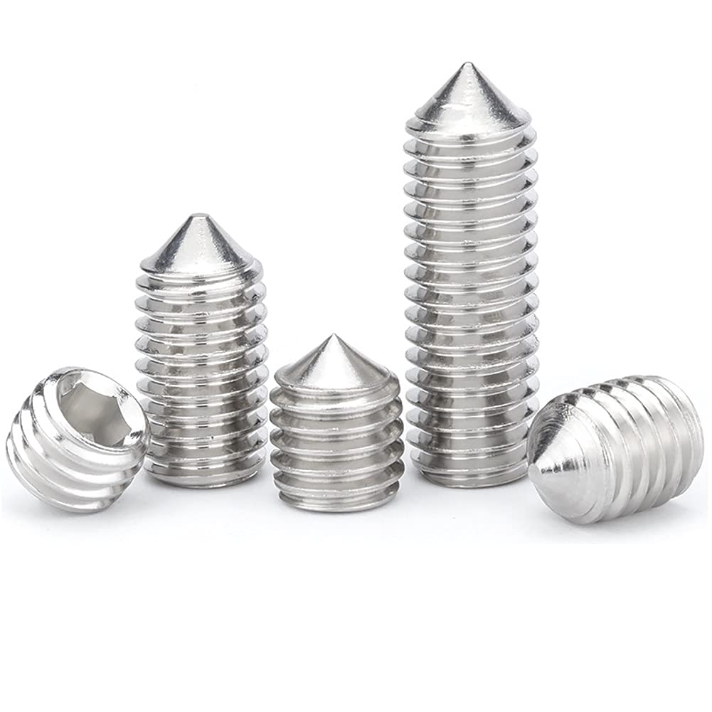 ANSIEDIO Cone Point Grub Screws, 304 Stainless Steel Hex/Allen Key Socket Cone Point Grub Set Screws, M3×4mm,30 pcs