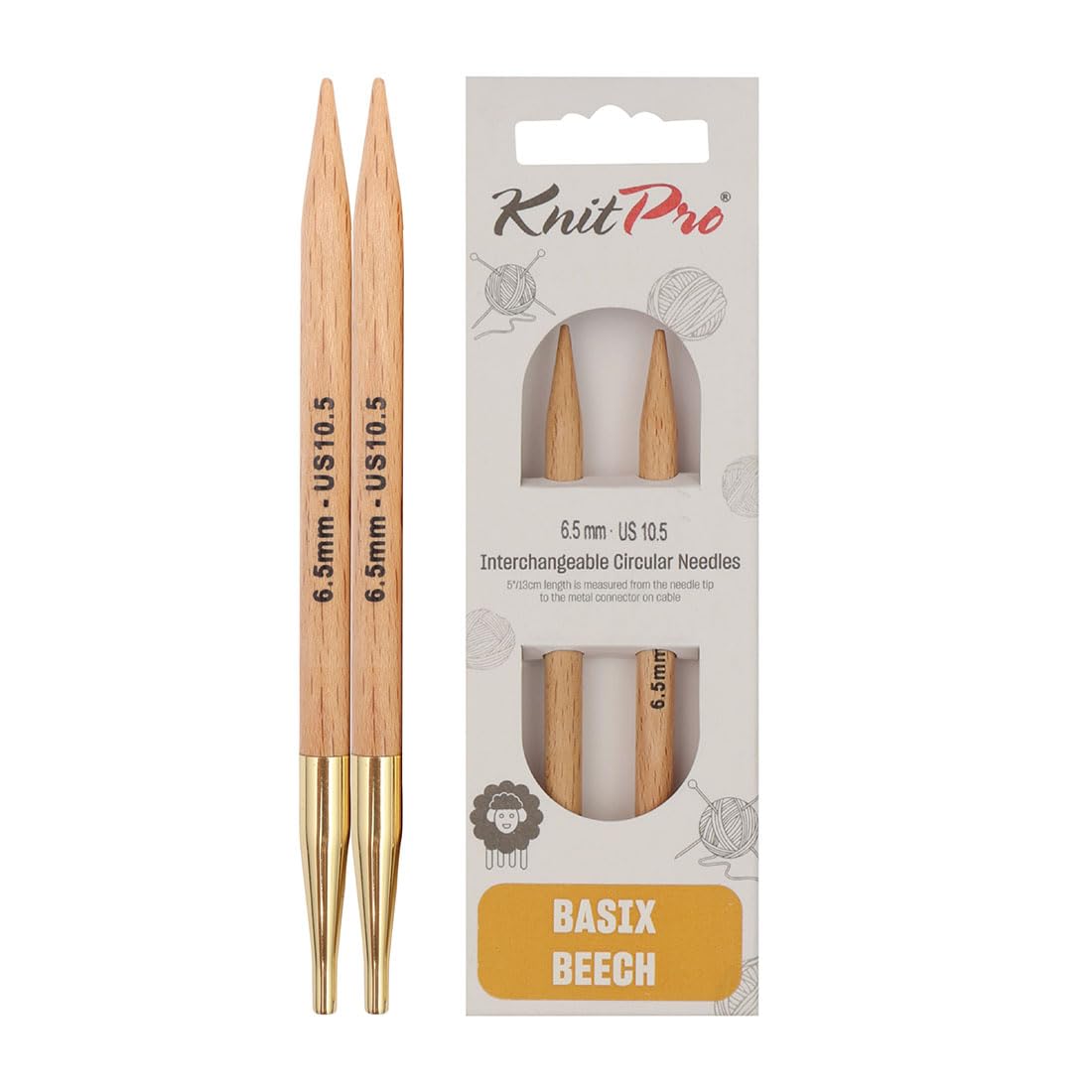 KnitPro Basix Beech Interchangeable Circular Needles 5" (13cm) | 6.50mm