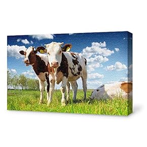 Canvas Wall Art for Living Room,Bedroom Home Artwork Paintings Cow Ready to Hang - 12x18 inches