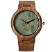 Creative Wood Watch Mens Analog Minimalist Genuine Leather Band Strap Bamboo Nature Wood Wrist Watch