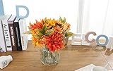 Miracliy 1 Bunch Artificial Flowers Orange Fake Silk Flower Bouquet Arrangements for Bridal Home Hotel Office Party Wedding Decor