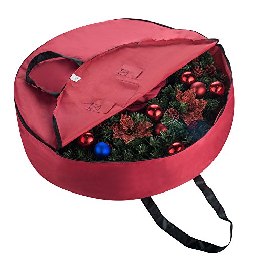 Tiny Tim Totes 83-DT5578 Premium Holiday Christmas Bag with Bonus Center Storage | 36" Wreaths, inch, Red