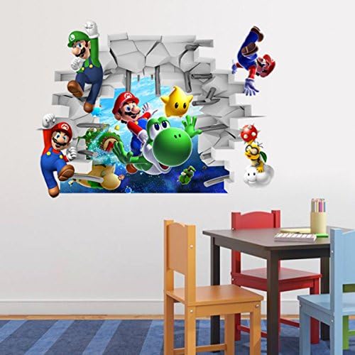 3D Super Mario Wall Decals Stickers DIY Removable Stick Baby Boys Girls Kids Room Nursery Wall Mural Decor, Super Mario Build a Scene Peel and Stick Wall Decal Stickers, 26''x19''