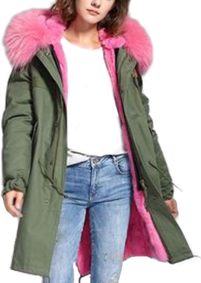 olive green winter coat with fur hood